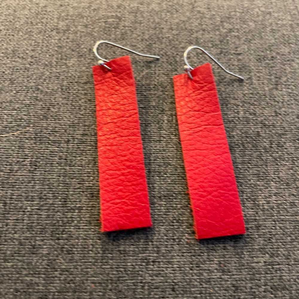 Red leather earrings